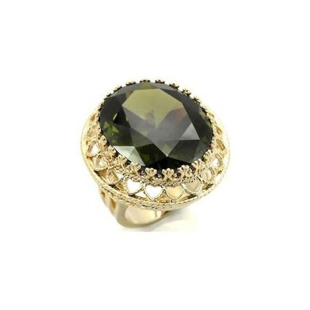 Dark Olive Green Crystal Gold Ring