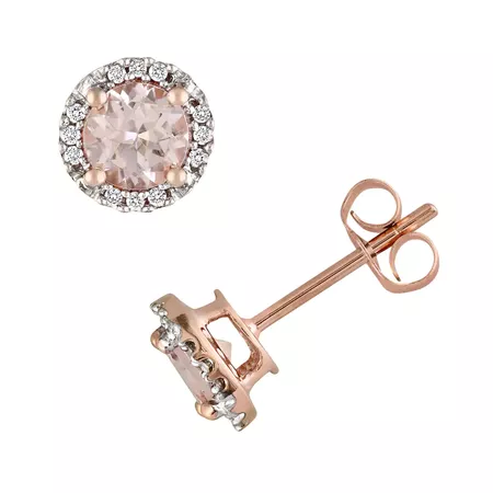 Stella Grace 10k Rose Gold Morganite and Diamond Accent Stud Earrings