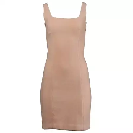 Gianni Versace Couture Vintage 1990s Pale Pink Chenille Body Con Dress For Sale at 1stDibs