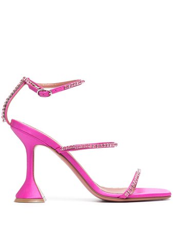 Amina Muaddi Diamante Strappy Sandals - Farfetch