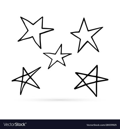 Doodle star icon kids art line hand drawing set Vector Image