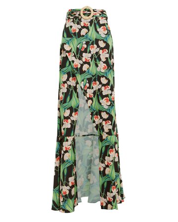 Floral Belted Maxi Skirt