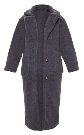 Charcoal Maxi Borg Coat | Coats & Jackets | PrettyLittleThing