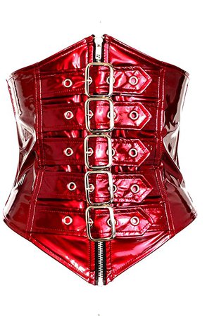 *clipped by @luci-her* Lip Service Gothic Victorian Steampunk Classic PVC Waist Cincher Corset (XS) Red at Amazon Women’s Clothing store