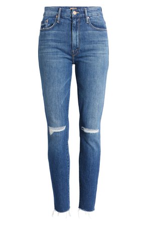 MOTHER The Looker High Waist Frayed Ankle Skinny Jeans | Nordstrom