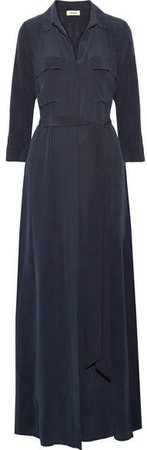 Cameron Washed-silk Maxi Dress - Midnight blue