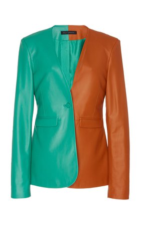 Colorblocked Leather Jacket by Sally LaPointe | Moda Operandi