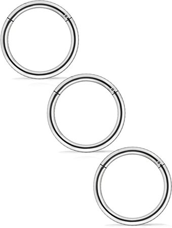 Amazon.com: 16G Nose Rings Hoops Septum Rings Hoops Stainless Surgical Steel Cartilage Helix Daith Tragus Rook Earring Hoops Clicker Lip Rings Hoops Piercing Jewelry For Women Men 10mm Silver RMS-0009 : Clothing, Shoes & Jewelry