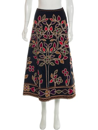 Christian Dior Embroidered Velvet Midi Skirt w/ Tags - Clothing - CHR93366 | The RealReal