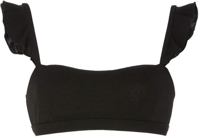 Black Ruffled Bikini Top