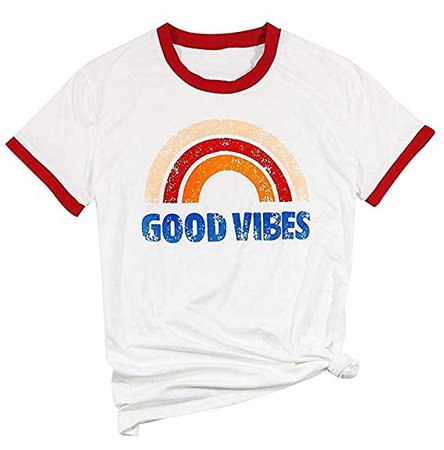 Amazon.com: Good Vibes Tee Shirt Women Graphic Tee Shirts Short Sleeve Letter Print Funny Cute Tee Shirt: Clothing
