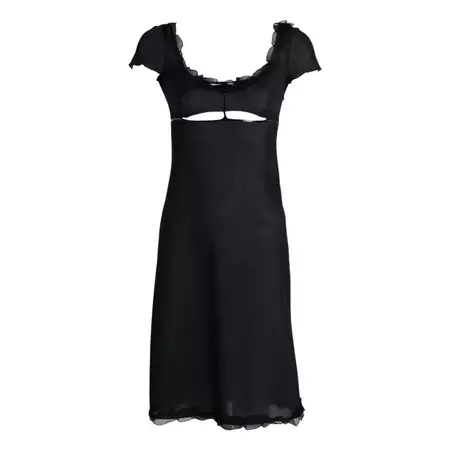 Prada Black Cutout Patent Trim Dress, 1990s For Sale at 1stDibs | 90s prada dress, prada vintage dress