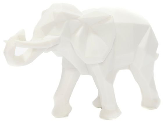 White Geometric Elephant Ornament sculpture art
