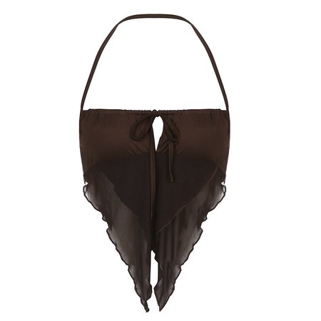 Brown Halter Backless Camisole Solid Shirring Irregular Crop Top – Al Grandé Boutique