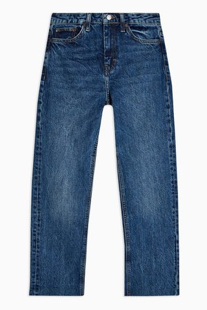 Mid Blue Raw Hem Straight Jeans | Topshop