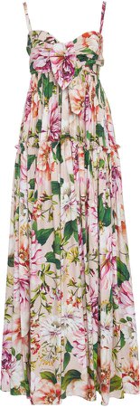 Floral-Print Tiered Cotton Maxi Dress