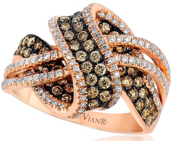 LeVian | Chocolatier 14k Gold Ring with Vanilla and Chocolate Diamonds | shopidc.com