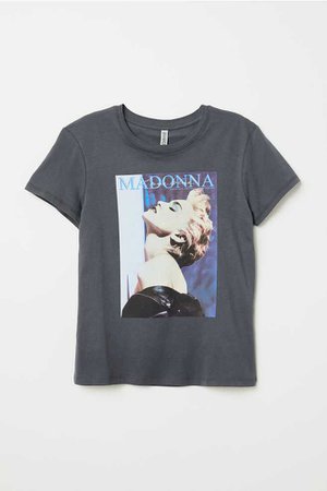 T-shirt avec impression - Gris foncé/Madonna - FEMME | H&M FR
