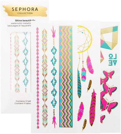 Collection COLLECTION - Shine Beautifully Watercolor Metallic Temporary Tattoos