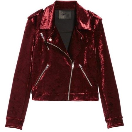 Red Velvet Biker Jacket