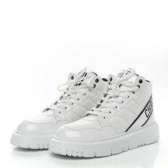 DIOR Nylon Fabric Womens D-Player High Top Sneakers 40 White | FASHIONPHILE