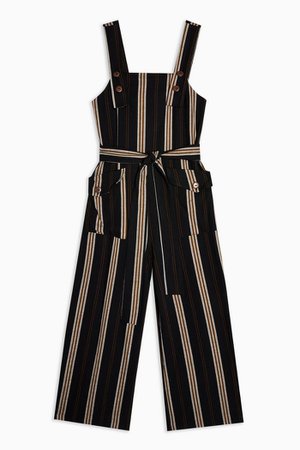Black Three Stripe Pinafore Jumpsuit | Topshop