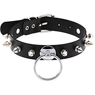 Amazon.com: Unisex Punk Leather PU Choker Rock Gothic Spikes Choker Collar Necklace Exaggerated Collar Jewelry-Long: Jewelry