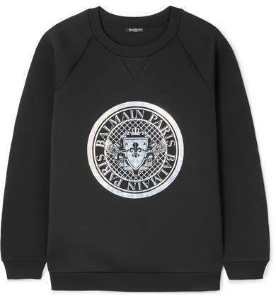 Printed Neoprene Sweatshirt - Black