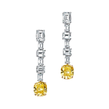 yellow and white diamond earrings to match the Tiffany Diamond necklace