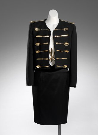 Dinner jacket and dress 1989-1990 {autumn-winter collection 1989-90} MOSCHINO, Milan (fashion house) Franco MOSCHINO (designer)