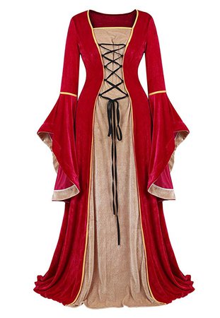 Amazon.com: frawirshau Medieval Dress Renaissance Costume Women Ren Faire Costumes Retro Gown Velvet Dress, Black and Green L: Clothing