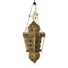 Large Antique Moorish Style Wire Brass Lantern