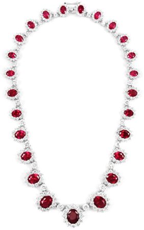 Pretty Woman Inspired Fancy CZ Ruby Necklace - Silver Tone: Emitations: Amazon.co.uk: Jewellery
