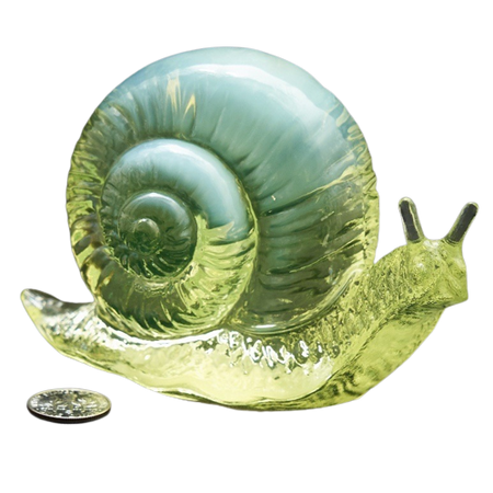 Fenton Vaseline Glass Snail, Vintage Yellow Opalescent Uranium Glass