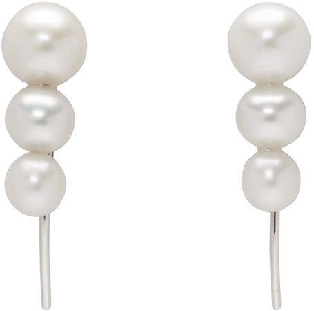 Silver Triple Pearl Earrings