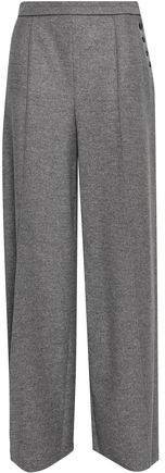 Button-detailed Wool-felt Wide-leg Pants