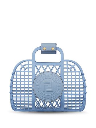 Shop blue Fendi small Basket logo-embossed tote bag with Express Delivery - Farfetch