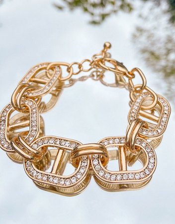 ASOS DESIGN bracelet in crystal tab links in gold tone | ASOS