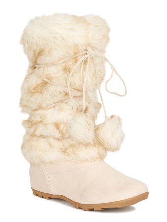 DeBlossom - Women Winter Pom Pom Fur Eskimo Mid-Calf Boot 19190 - Walmart.com