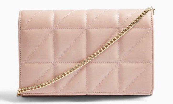 pink quilted clutch