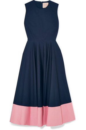 Roksanda | Athena two-tone gathered cotton-poplin midi dress | NET-A-PORTER.COM