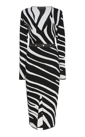 Bella Freud- Zebra Print Satin Midi Dress