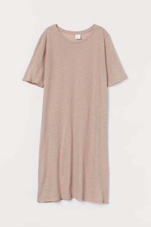 Linen-blend T-shirt Dress - Beige