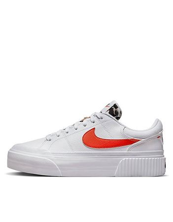 Nike Court Legacy Lift sneakers in white and team orange | ASOS