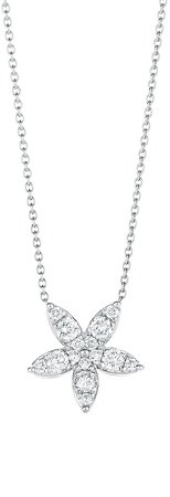 Diamond Sunburst Flower Pendant Necklace