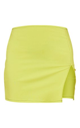Lime Stretch Woven Contrast Seam Detail Micro Mini Skirt | PrettyLittleThing USA