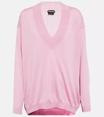 Paneled Cashmere And Silk Sweater in Pink - Tom Ford | Mytheresa