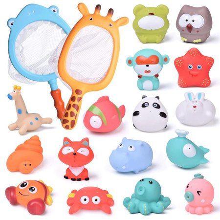 FUN LITTLE TOYS 18 PCs Baby Bath Toys with Soft Cute Ocean Animals Bath Squirters and Fishing Net, Water Toys for Kids, Birthday Gifts for Boys & Girls - Walmart.com