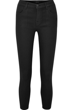 J Brand Alana coated high-rise skinny jeans black