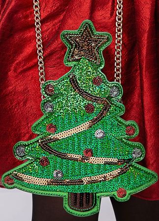 Sequin Christmas Tree Purse